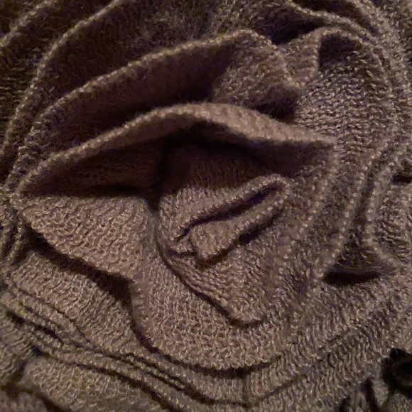 Tracy M Women’s Ruffled Roses Open Front Cardigan Sweater Chocolate Brown - Picture 7 of 16